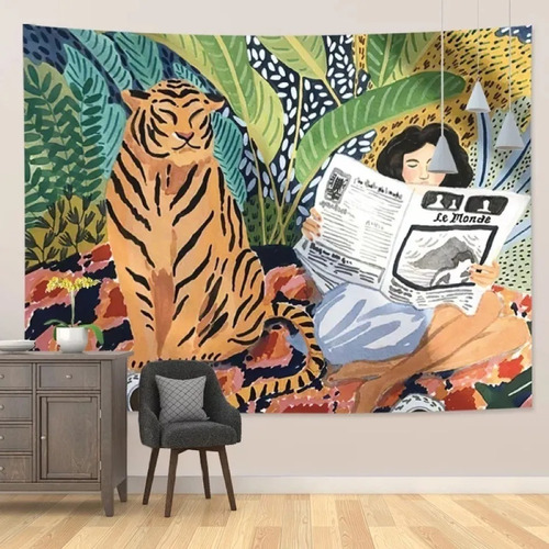 Tapiz De Pared Manta Decorativa Minimalista Tigre 130x150cm