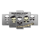 Quadro Mosaico Decorativo Barbearia Barbershop 5 Partes 6mm