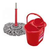 Mop Kit Condor Mop Esfregão Auto Torção E Balde Com Escorredor Condor Vermelho