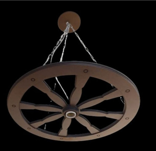 Luminária Roda De Carroça Pequena 30cm Para 1 Lampada