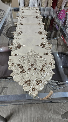 Caminho De Mesa 40x220 Trilho Guipir Bordado Renda Croche  | MercadoLivre