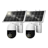 2pcs Camara Cctv Exteriores Solar 4g Hd Panel Solar Bateria