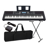 Kit Teclado Yamaha Psr E373 61 Teclas + Capa Suporte Pedal