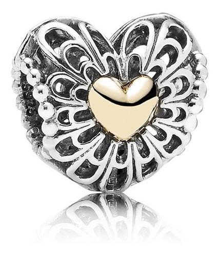 Pandora Dije 791275 Silver Gold Vintage Heart Charm