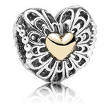 Pandora Dije 791275 Silver Gold Vintage Heart Charm