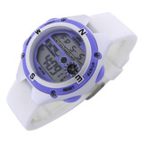 Reloj Montreal Mujer Ml1646 Digital Alarma Luz Cronómetro Color De La Malla Blanco Color Del Bisel Lila