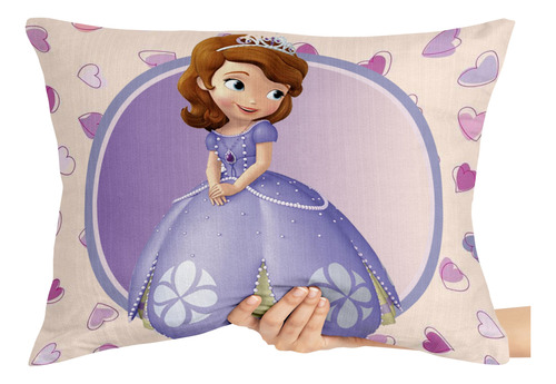 Capa Travesseiro Fronha Princesa Sofia Corações Desenho