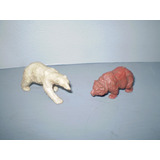 2 Animalitos De Plastico Antiguo Juguete Osos Soldaditos