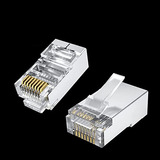 Conector Rj45 Cat5e Blindado, Dorado 8p8c 3 Ethernet,