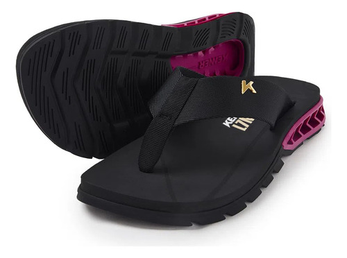 Chinelo Kenner Original Rakka L7nnon Dll-01 Preto / Rosa