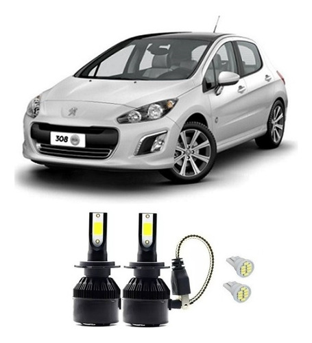 Kit Lampada Super Led H7  Farol  Baixo Peugeot 308 + Brinde