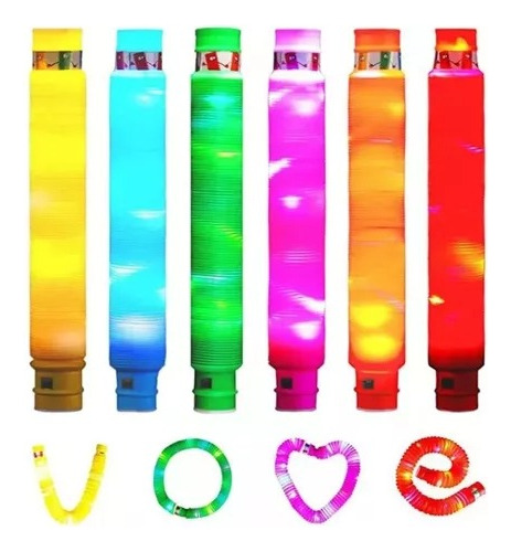 Tubos Con Luces Led Para Niños Pop It Tubo Tiktok Pack X6