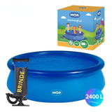 Piscina 2400 Litros Redonda Inflável Infantil Azul + Bomba