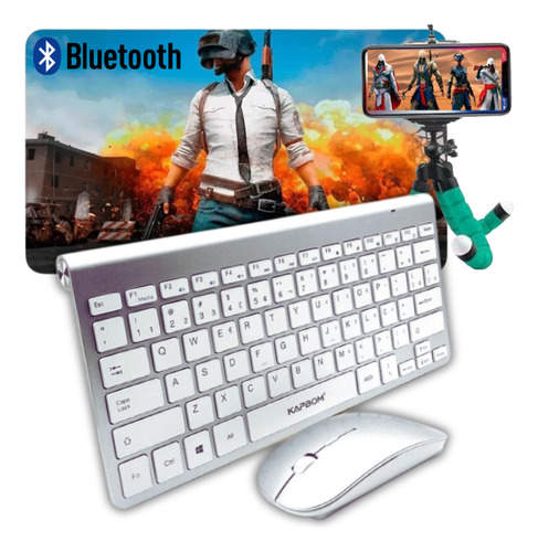 Kit Mobilador Sem Fio Bluetooth Teclado Mouse Tripe Mousepad