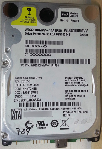 Western Digital Wd3200bmvv-11a1ps0 320gb - 704 Recuperodatos