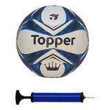 Bola Futebol Society Topper Slick + Bomba De Ar Cor Azul-preto