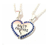 Colar Best Friends Amizade Melhores Amigas Folhaedo A Prata