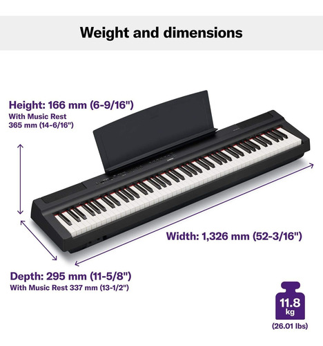Yamaha P125 - Piano Digital De Acción Con 8 Teclas Con Fuent
