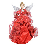 Anjo Luxo Ponteira Vermelho Decorado Premium Grande 42cm