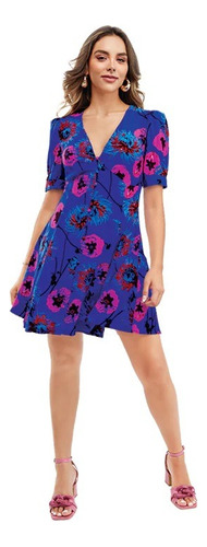 Vestido Casual Mujer Azul Multicolor 965-60