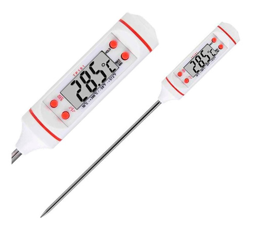 Termometro Digital Lcd Pincha Carne -50° A 300° - 4 Botones Color Blanco