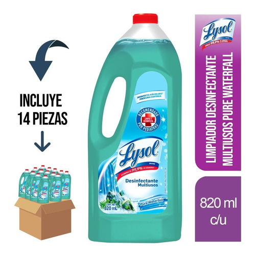 14 Lysol Limpiador Desinfectante Multiusos Pure Waterfall