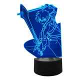 Anime Sword Art Online Figura 3d Led Luz Noche