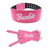 Faja Cinturon De Piel Para Gym Barbie + Grilletes Rosas 