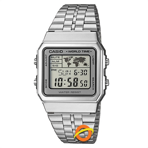 Reloj Casio A-500wa Digital Acero Inoxidable Hora Mundial