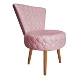 Poltrona Cadeira Decorativa Matelassê Elegância Veludo Rosa