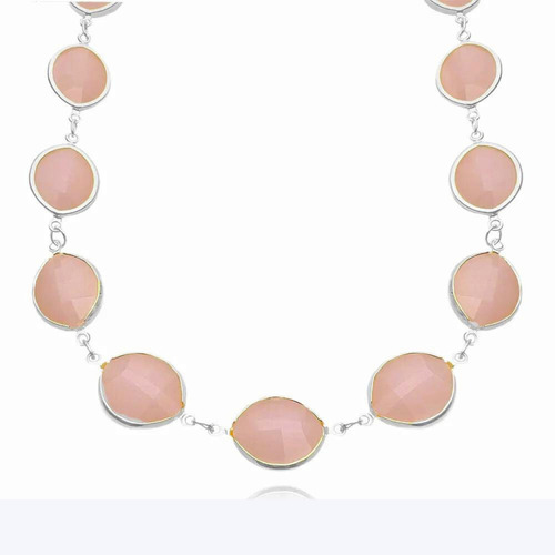 Choker Delicada Colar Com Pedras Rose 45cm Banhado