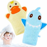 2 Manoplas De Baño Para Bebé Con Diseño De Animales Amarillo