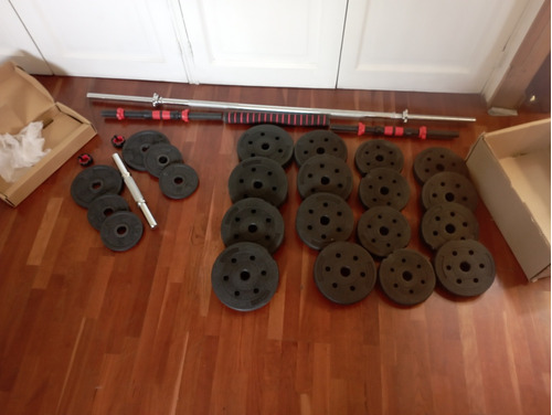 Set Completo De Pesas, Barras Y Mancuernas Total 60kg