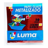 Papel Glace Metalizado X 10 Paquete X 10 Papelitos 10x10 Cm
