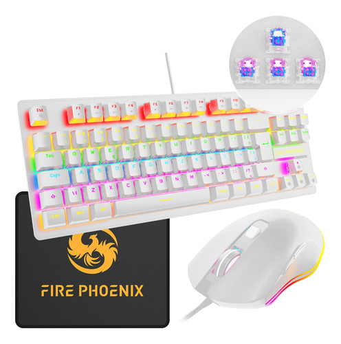 Teclado Mouse Mecânico Abnt2 Gamer Rgb Led Mousepad Be-k1