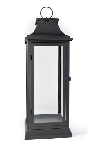 Serene Spaces Living Farol Decorativo Negro Con Paneles De V