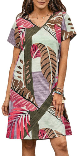 Vestido Suelto De Playa Para Mujer Con Estampado Abstracto