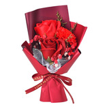 Arreglo Floral De Flores De Jabón, Regalo 15cm Papel Rojo