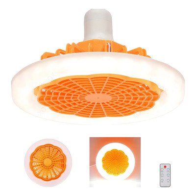 Ventilador Xoxox E27 Luz Led Turbo 5 Aspas Naranja Control Remoto 23cm 23 Cm 50 Plástico