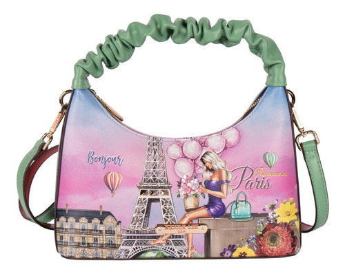 Bolsa Cruzada Nicole Lee Con Asa Estampada Ss22 Color Romance In Paris