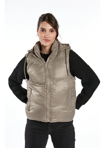 Chaleco Campera Capucha Canelon Nylon Inflable Mujer Varias