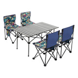 Set De 4 Sillas Y Mesa Plegable Para Picnic Camping