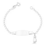 Pulseira Infantil Chapinha Chapa Figa Nome Gravado Prata 925