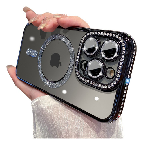 Funda Para iPhone Transparente Case Con Magsafe Brillantina