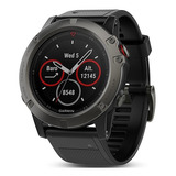 Garmin Fenix 5x Zafiro Gris Correa Silicona Negra 51mm Reloj