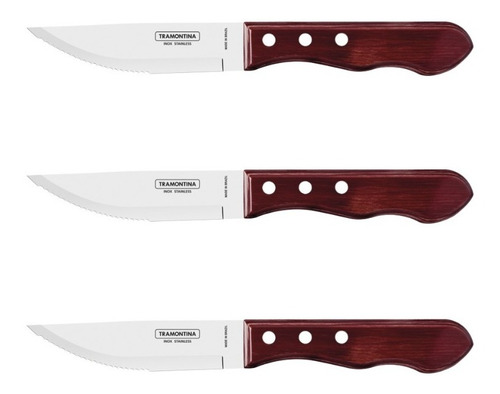 Cuchillo Tramontina Polywood Jumbo Asado Churrasco Acero X3