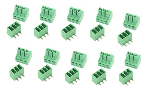 10 X Bornera 3 Pines Conector 300v 20a Mh Paso 5.08mm