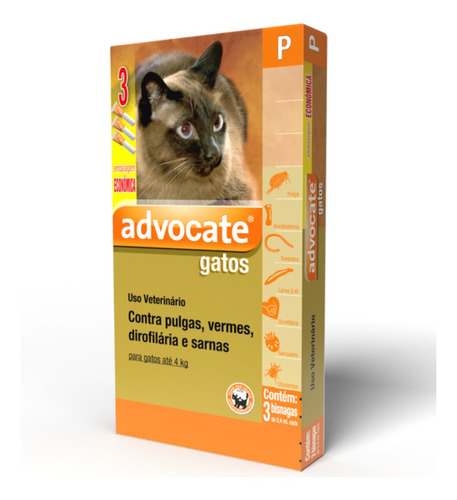 Antipulgas Advocate Para Gatos Até 4 Kg Combo 3 Pipetas