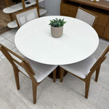 Conjunto Mesa De Jantar Mdf 1,15m + 4 Cadeiras Em Tela