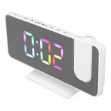 Reloj Despertador Digital Rgb Con Superficie De Espejo Con B